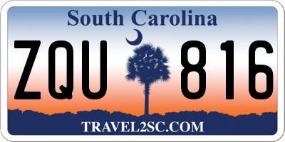 SC license plate ZQU816