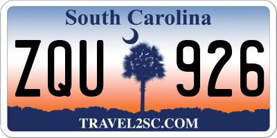 SC license plate ZQU926