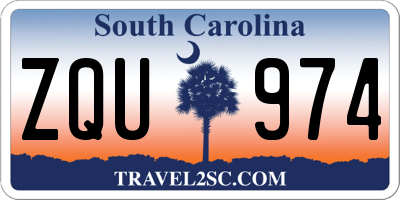 SC license plate ZQU974