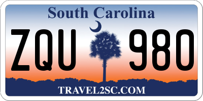 SC license plate ZQU980
