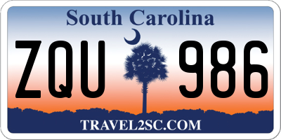 SC license plate ZQU986