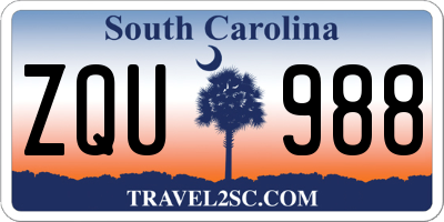 SC license plate ZQU988