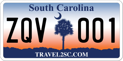 SC license plate ZQV001