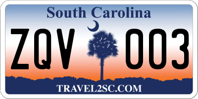 SC license plate ZQV003