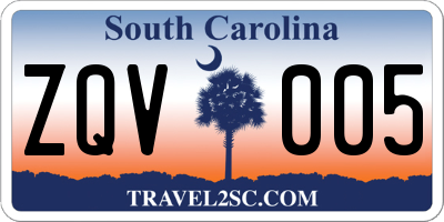 SC license plate ZQV005