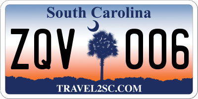 SC license plate ZQV006