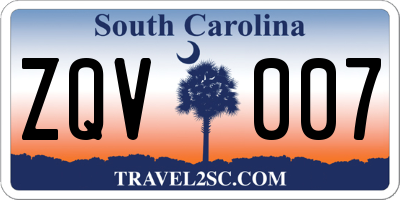 SC license plate ZQV007