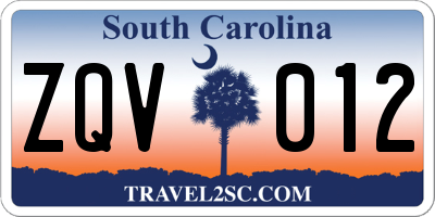 SC license plate ZQV012