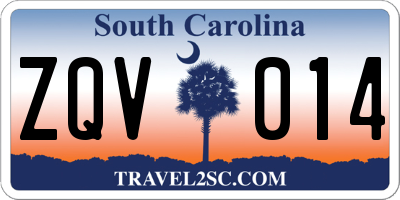 SC license plate ZQV014