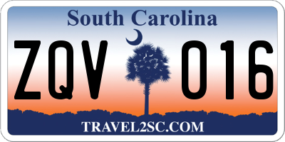 SC license plate ZQV016