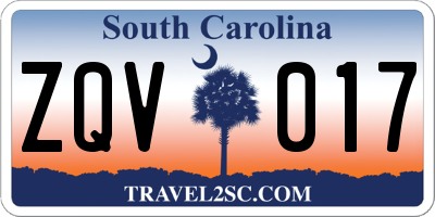 SC license plate ZQV017