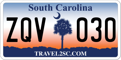 SC license plate ZQV030