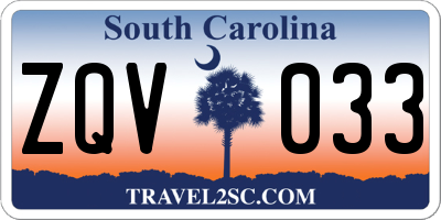 SC license plate ZQV033