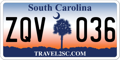 SC license plate ZQV036