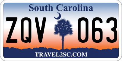 SC license plate ZQV063