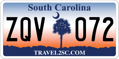 SC license plate ZQV072