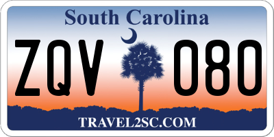 SC license plate ZQV080