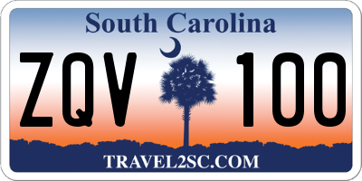 SC license plate ZQV100