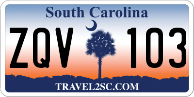 SC license plate ZQV103