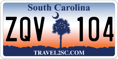 SC license plate ZQV104