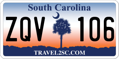 SC license plate ZQV106