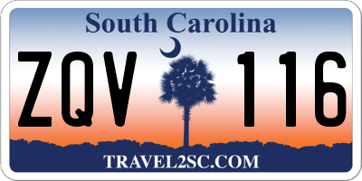 SC license plate ZQV116