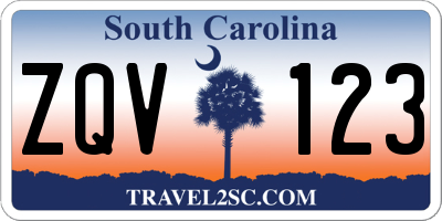 SC license plate ZQV123
