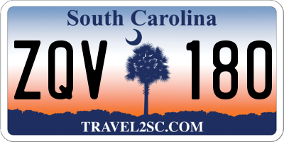 SC license plate ZQV180