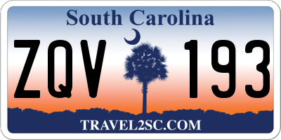 SC license plate ZQV193