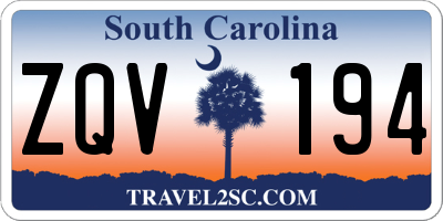 SC license plate ZQV194