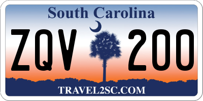 SC license plate ZQV200