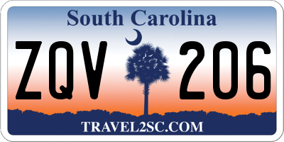 SC license plate ZQV206