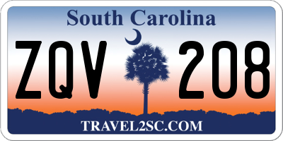 SC license plate ZQV208