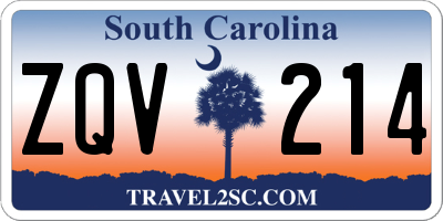 SC license plate ZQV214