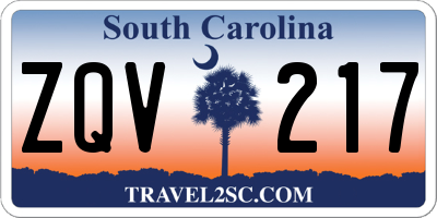 SC license plate ZQV217