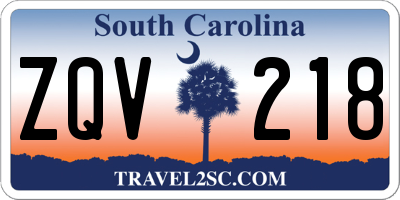 SC license plate ZQV218