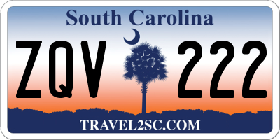 SC license plate ZQV222