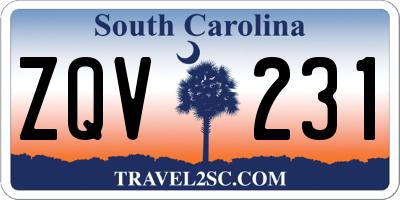 SC license plate ZQV231