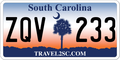 SC license plate ZQV233