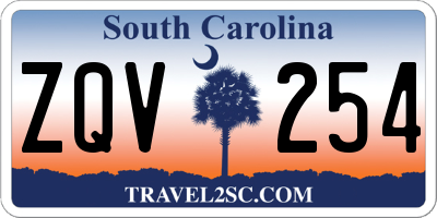 SC license plate ZQV254