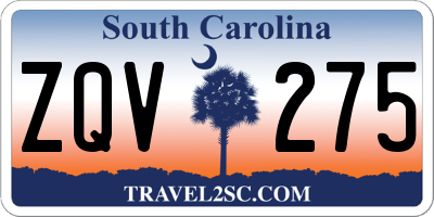 SC license plate ZQV275