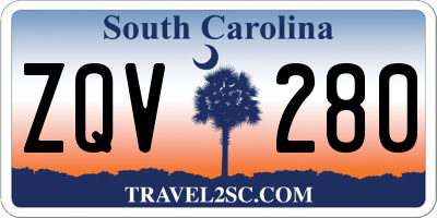 SC license plate ZQV280