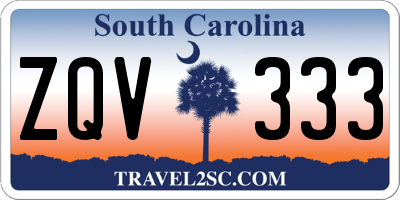 SC license plate ZQV333