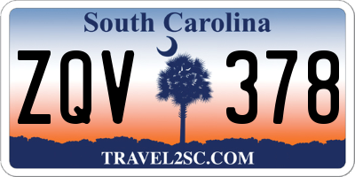 SC license plate ZQV378