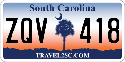 SC license plate ZQV418