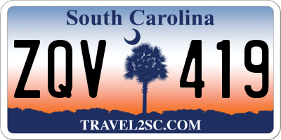 SC license plate ZQV419