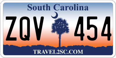 SC license plate ZQV454