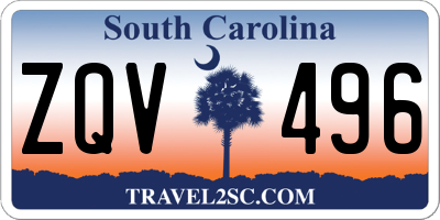 SC license plate ZQV496