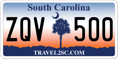 SC license plate ZQV500
