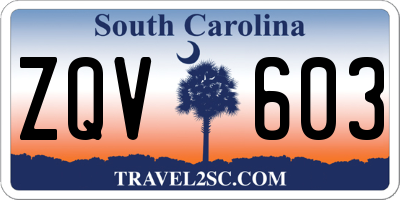 SC license plate ZQV603